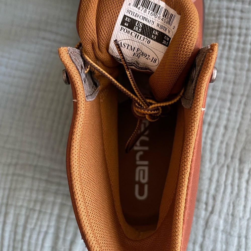 NEW 10.5 WIDE Carhartt Men's 6" Waterproof Moc Toe Casual Wedge Work Boot, Tan - Picture 5 of 13